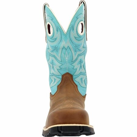 Rocky Rosemary Womens Waterproof Composite Toe Western Boot, BROWN TURQUOISE, M, Size 10 RKW0412